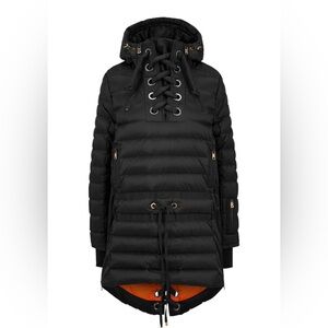 Bogner Black Quilted Hooded Down Coat with Orange Lining